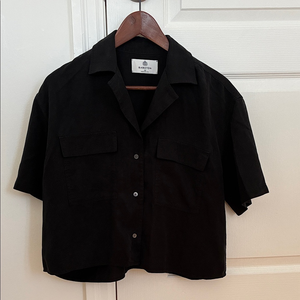 Babaton Black Casual Button Down Shirt